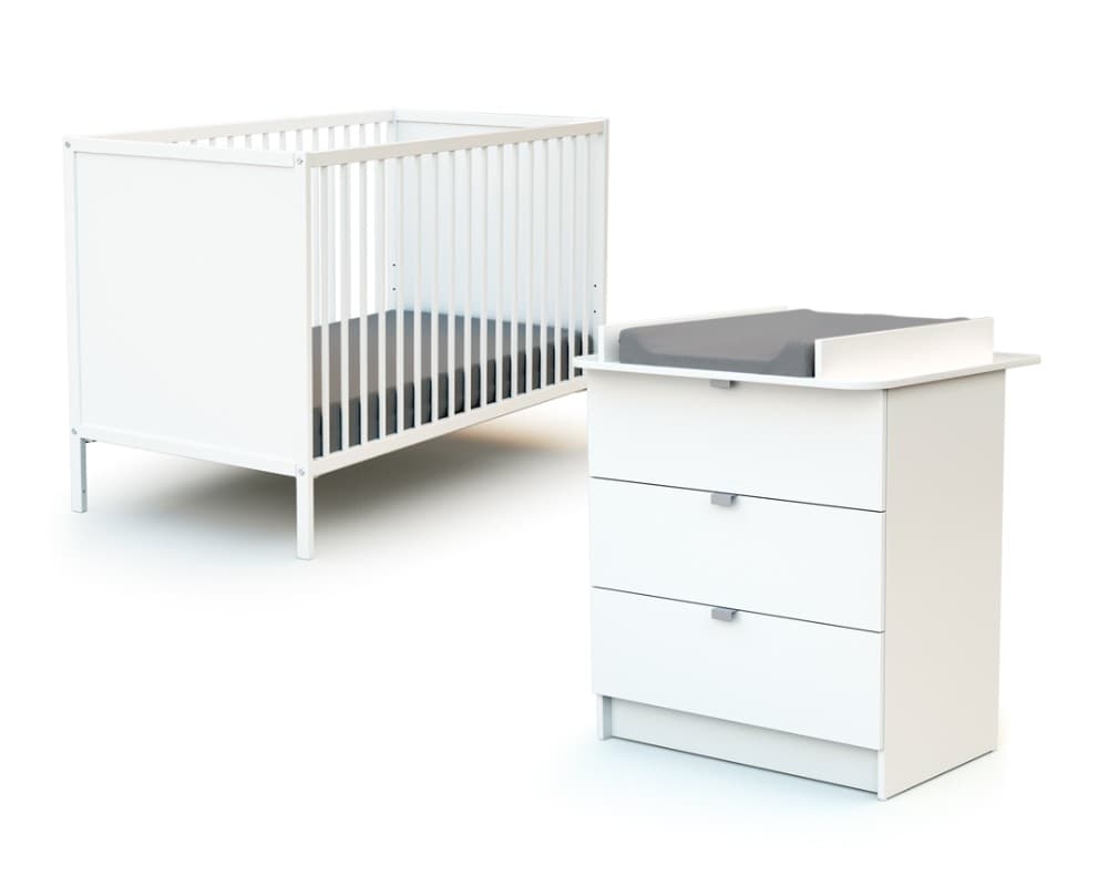 Cuna de Madera Y C�moda Cambiador Blanco