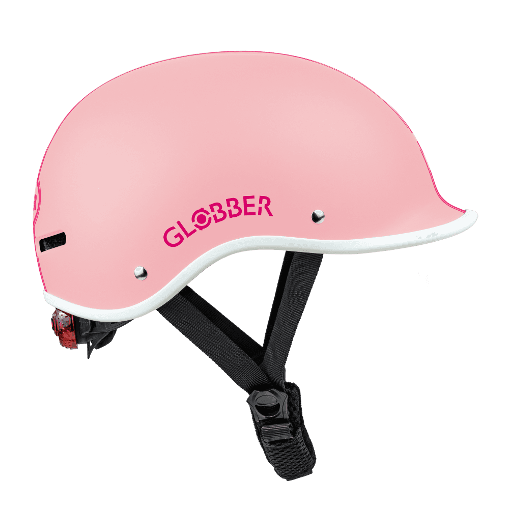 Capacete Ajustável de Policarbonato com Luz Led Rosa Pastel - Tamanho Xs/s (47-51cm)