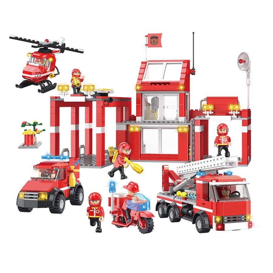 Blocos de Construção Quartel de Bombeiros com Veículos de Resgate — vista 2
