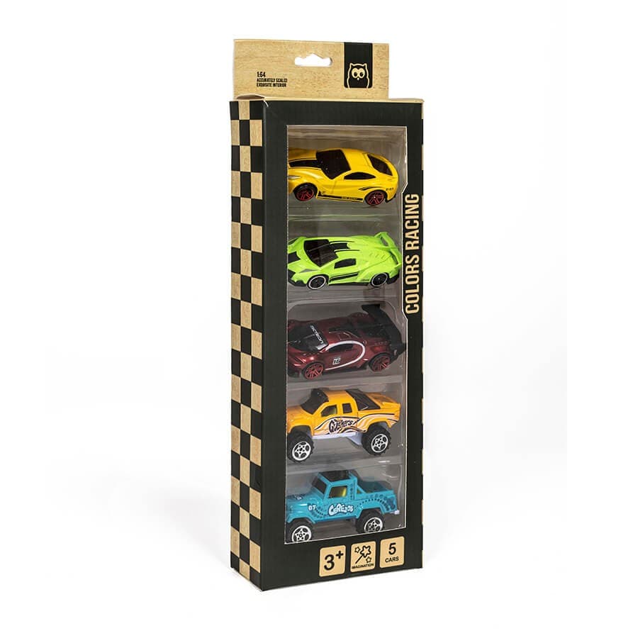 Sortido 5 Carros de Corrida Colors Racing Metal Cars