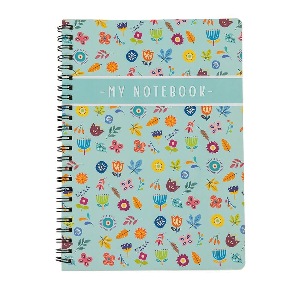 Caderno A5 Pautado com Desenho de Flores