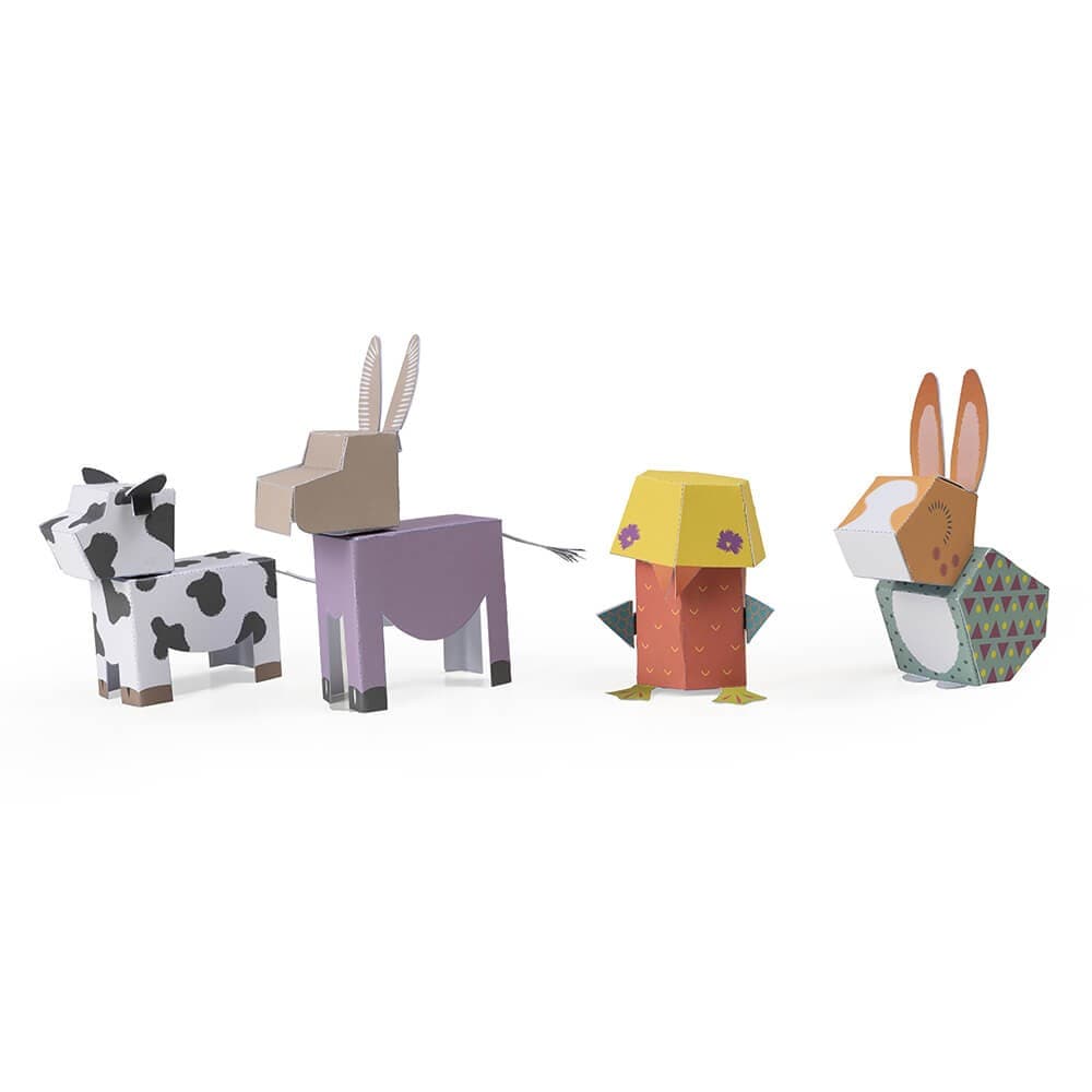 Folhas para Construir Animais 3d em Cartão – Farm Animals — vista 2