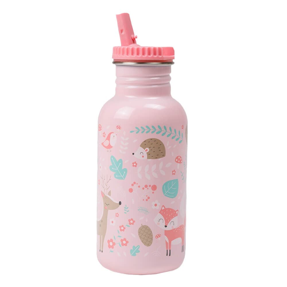 Garrafa de Água Personalizável para Crianças com Desenho de Animais da Floresta