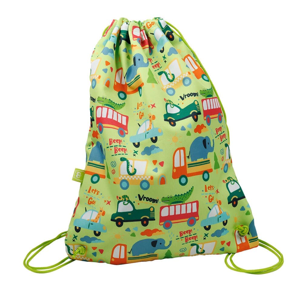 Mochila de Cordas e Saco de Mochila para Crianças com Estampado de Carros