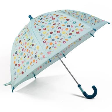 Guarda-chuva Azul Claro para Crianças com Estampado de Flores — vista 3
