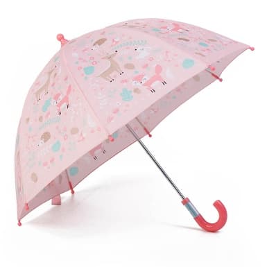 Guarda-chuva Infantil Cor-de-rosa com Estampado de Animais da Floresta — vista 3