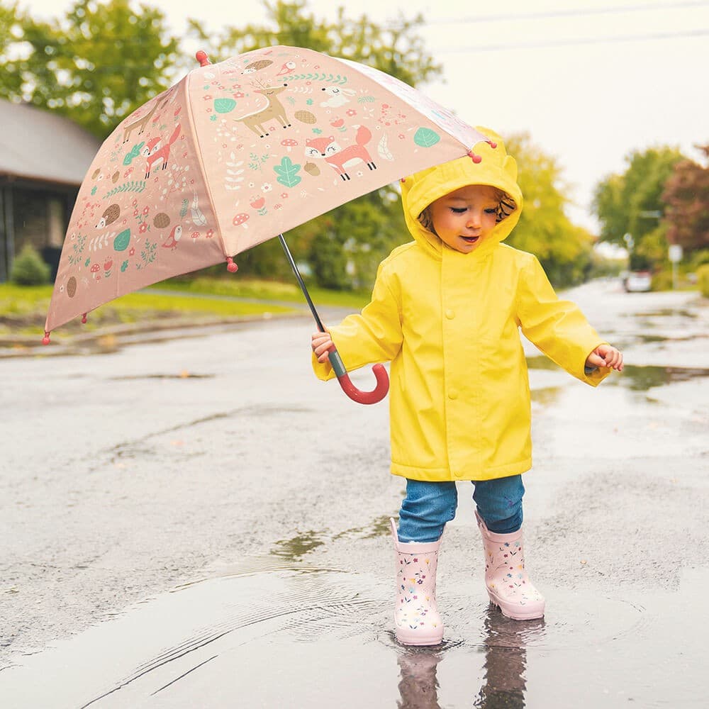 Guarda-chuva Infantil Cor-de-rosa com Estampado de Animais da Floresta — vista 5