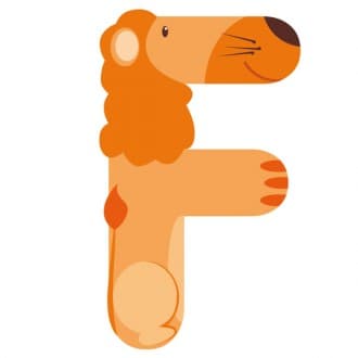 Letra de Madeira F Animais