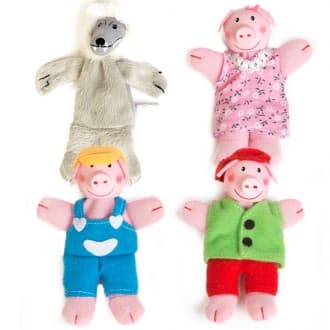 Marionetas de Dedo dos 3 Porquinhos e do Lobo 11cm