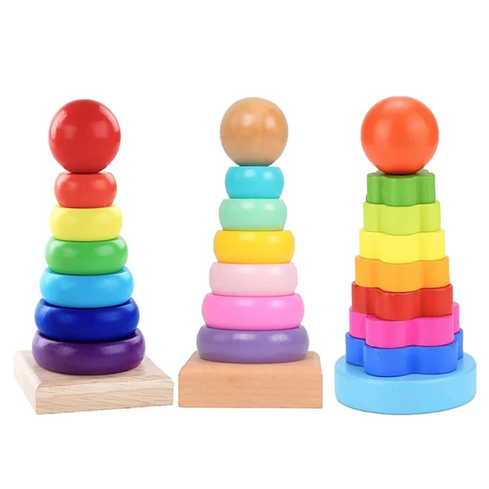 ArcoStack Montessori — Torre de Anéis em Madeira